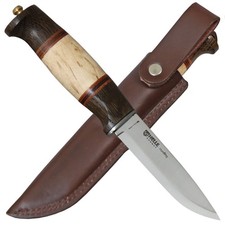 Helle Outdoormesser "Harding" Eiche/Maserbirken Griff Ledersteckscheide