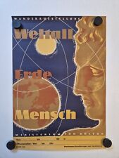 Plakat Weltall Erde Mensch Engemann Zimmermann Ministerium 1955 Original DDR