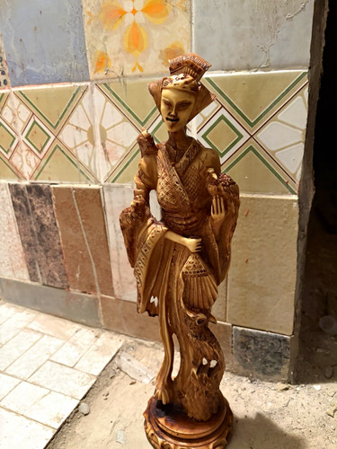 Holzfigur geisha asiatisch - holzfigur,