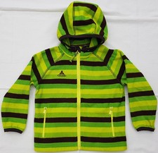 Vaude Fleece-Jacke Gr. 98 mit Kapuze grün gelb braun Ärmelbündchen elastisch