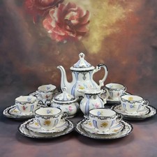 Porzellan Service, 6 Personen ,Blumenmuster, Mitterteich, Bavaria, Dekor Geschüt