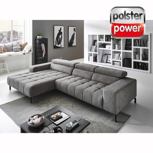Polsterpower ecksofa granit - -,