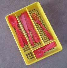 Puppenstube Besteck mit Besteckkasten, Puppenküche,Löffel,Messer,Gabel,