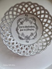 Antike Porzellan Durchbruchschale Schumann Bavaria Silberhochzeit Spruch Silberk