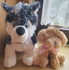Plüsch / Kuschel / Stoff Tier : 2 Hunde 1 Husky ca. 22 cm hoch + 1 kleiner 16 cm