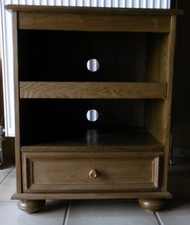 Rustikal Holz "Eiche" TV-Fernsehschränkchen/Tisch (Schublade + Fach ausziehbar)