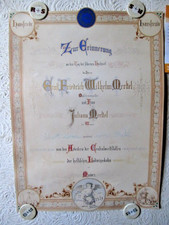 Mainz,Centralwerkstatt,Hessische Ludwigsbahn,Urkunde zur Silberhochzeit 1869