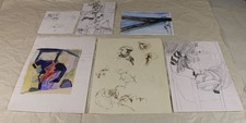6 Bilder Bleistift Kohle Entwurf Zeichnungen Nachlass Gabriele Engelfried /S164