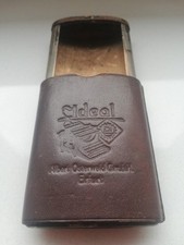 Antikes Streichholz Etui, Leder Bezug , IDEAL Erfurt, Albert Osterwald Werbung