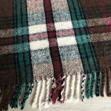 Vintage Wolldecke Plaid kariert Schottenkaro 130 x 130 cm
