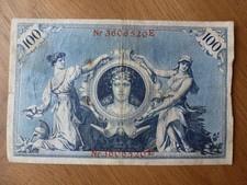 alte Banknote Geldschein Reichsbanknote 100 Mark Nr3606520E rotes Siegel