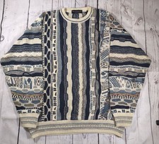 Vintage Brandini 90er Grunge Coogi Style gemusterter Strickpullover Pullover Gr. XL