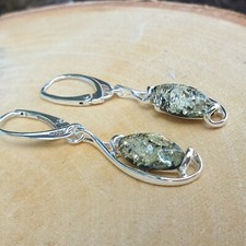 grun bernstein Ohrringe hebel