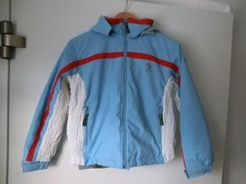 XS-EXES Skijacke Winterjacke mit Kapuze Kinder Mädchen hellblau-weiß Gr. 140