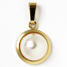 Perlenanhänger Anhänger 8 Karat 333 Gold Gelbgold Majorica Perle Halbperle 0,80g