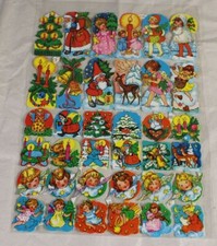 D7/ 36 Oblaten Bilder - älterer kpl. Bogen - Engel+Glocken+Weihnachtsmann /S19