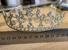 DIADEM Tiara Strass Silber Braut Schmuck Kopfschmuck Haarreif Hochzeit
