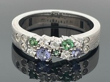 RING GR.18 (CA.56) 925/-SILBER RHOD. MIT TANSANIT, TURMALIN & ZIRKON SCHMUCKJAGD