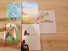 Briefpapier Set für Mädchen-Panda, Pferde, Blumenwiese, Katzen-mit 30 Umschlägen