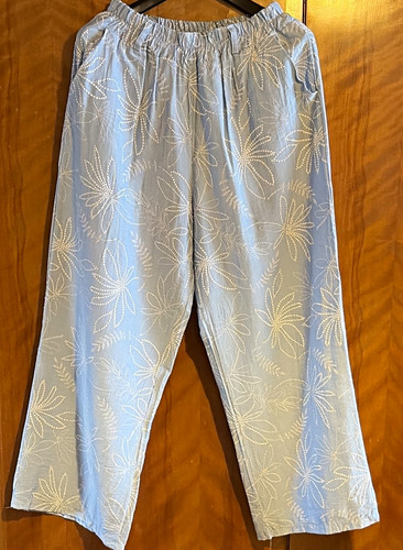 Damen hose blau blumenmuster - blau,