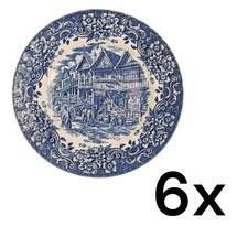 6er Set Speiseteller Royal Tudor 17 th Century England Blau