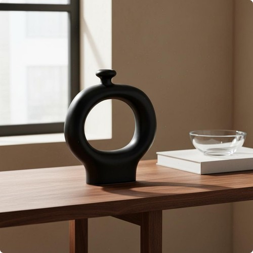 Schwarz weiß streifen vase - schwarz-weiß,