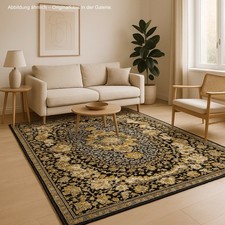 Teppich Orientmuster maschinengewebt schwarz gold oriental klein groß Vintage