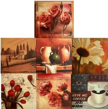 7 Stück Leinwandbilder Blumen