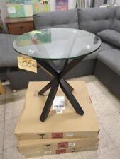 Beistelltisch, 50 x 50 x 55 cm, klare Tischplatte und schwarzer Metallrahmen