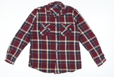 Shore Leave Herren rot kariertes Flanellhemd mit Knopfleiste L Langarm