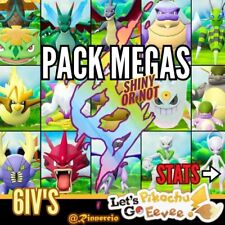 Pack All 15 Mega Evolutions Shiny or not Pokemon Let ́s Go Pikachu & Eevee 🐇⚡🧬