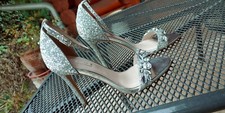 Damen, Pumps, 40, silber, Festlich, Office London, neuwertig, Glitzer, Stiletto
