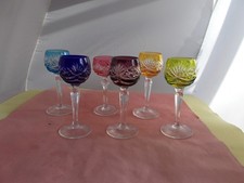 6 x Likörkelch - Nachtmann - Überfang - Dekor 124 - Bunt - Kristall - Likörrömer