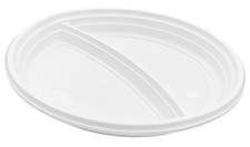 Wiederverwendbar 100x 2-geteilt Menüteller weiß Plastik Teller Plastikteller