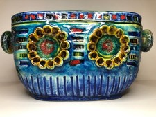 Vintage Majolika Keramik Blumentopf Roboter Design Handarbeit Majolika 70er RAR