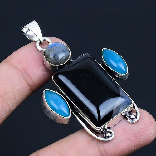 Schwarzer onyx labradorit - onyx,,