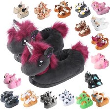 Lustige Tier Plüsch Hausschuhe (Gr. 25-33) Pantoffeln Schuhe Kinder Herren Damen