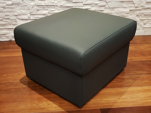Dunkelgrau echt leder hocker - leder,