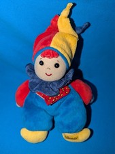 Sterntaler Baby  Harlekin Clown Puppe  Rassel blau rot gelb Schmusepuppe vintage