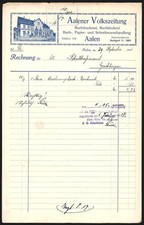 Rechnung Aalen 1916, Aalener Volkszeitung, Buchdruckerei, Buchbinderei, Papierw 