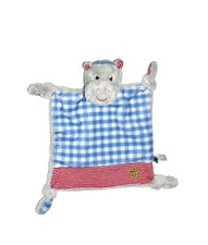 WIE NEU * Spiegelburg Babyglück Nilpferd Hippo blau grau Karos rot Schmusetuch