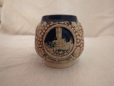 Souvenir Krug Steinzeug Burg Cochem & Deutsches Eck Relief Vintage signiert C.R.