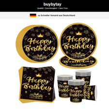 Schwarz gold partygeschirr set - schwarz,