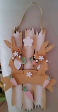 Osterdeko Holz Wand/Fensterbild Motiv Hasenpaar 