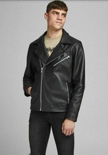 Jack And Jones Neu Rindleder Biker Jacke L