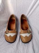 Ladysko Damen Halbschuhe Slipper Ballerinas Größe 42 Braun/Weiss Leder TOP