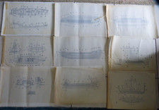 9 x Grafik / Zeichnung - Galeeren , Wikingerboot - Studio Enzo Carretti