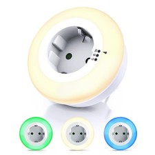 Brandson Nachtlicht rund Zwischenstecker 3 Farbmodi Helligkeitssensor Warmweiß