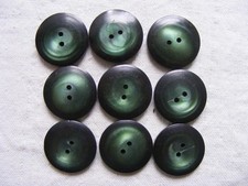 ca 2,2 cm Knopf Sammlung Set alt 9 Knöpfe Bluse Jacke dunkelgrün grün Mantel
