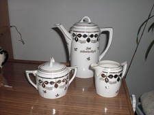 Kaffeekanne Milchkanne, Zuckerd. Silberhochzeit Deko antik Porzellan 29 x 9 cm 